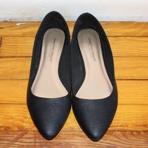 Christian Siriano Black Faux Leather Flats